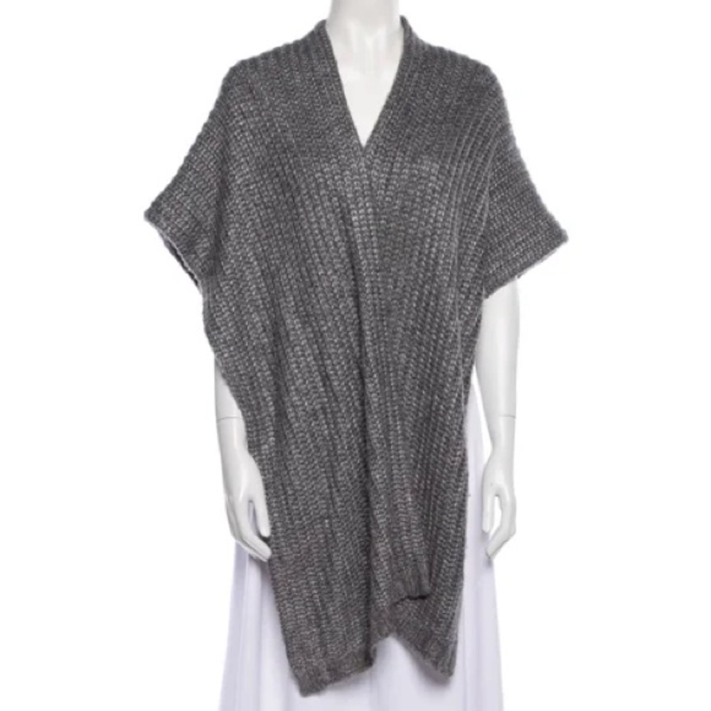 Michelle Mason Grey Knit Poncho Cardigan Vest, Size P
